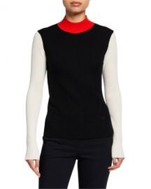 Tory Burch Colorblock Mock-Neck Sweater at Neiman Marcus